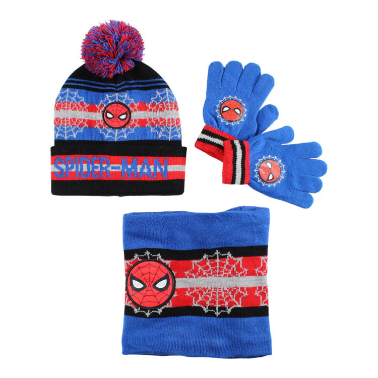 Picture of SPS52381719 SPIDERMAN 3 PIECE SET OF BEANIE,GLOVES AND SCARF